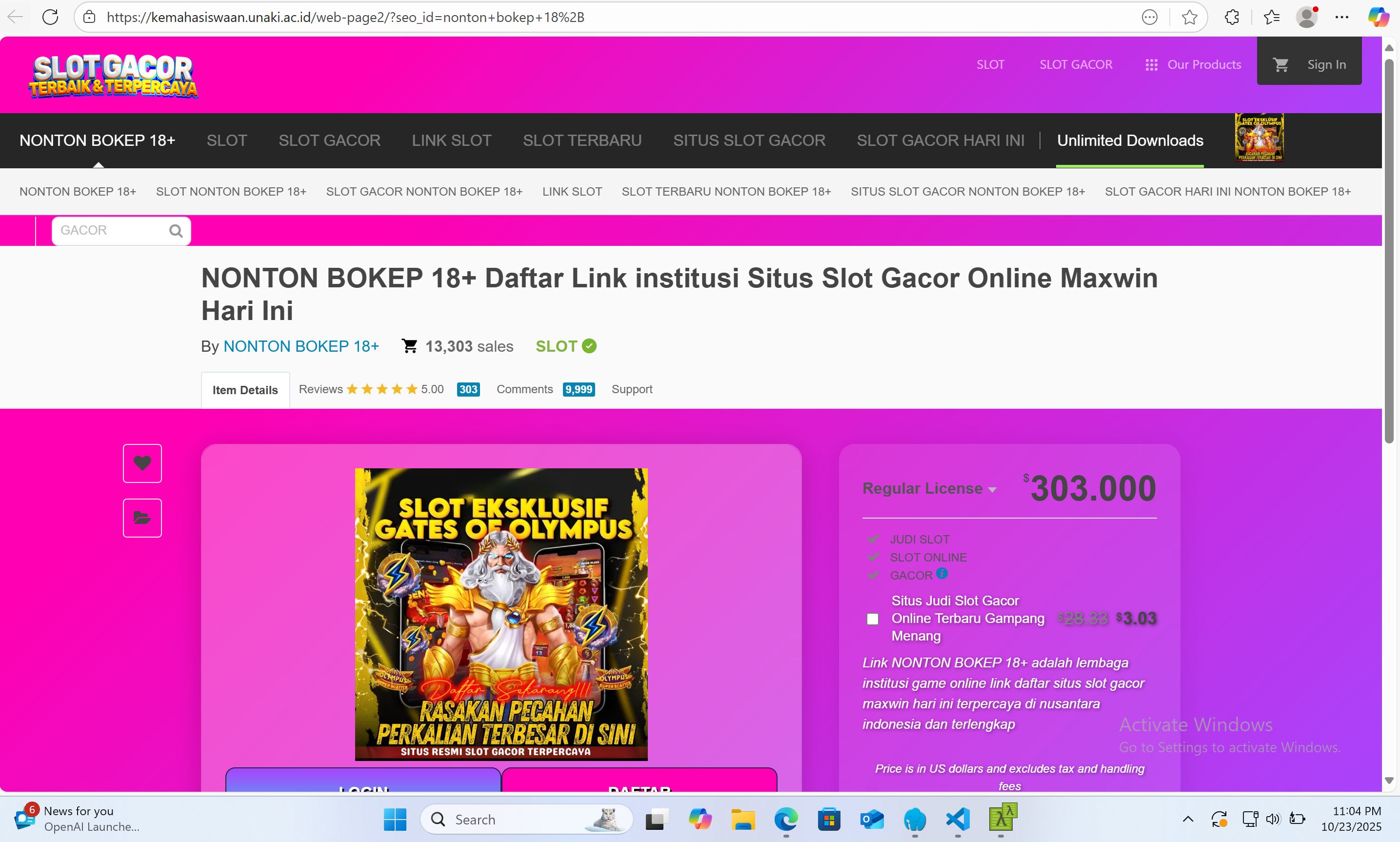 Contoh halaman phishing